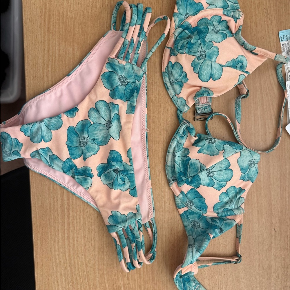 Floral Bikini Set with Strappy Details